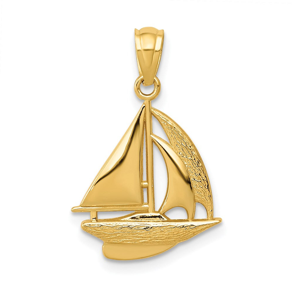 14k Yellow Gold Small Sailboat Pendant, Item P9276 by The Black Bow Jewelry Co.