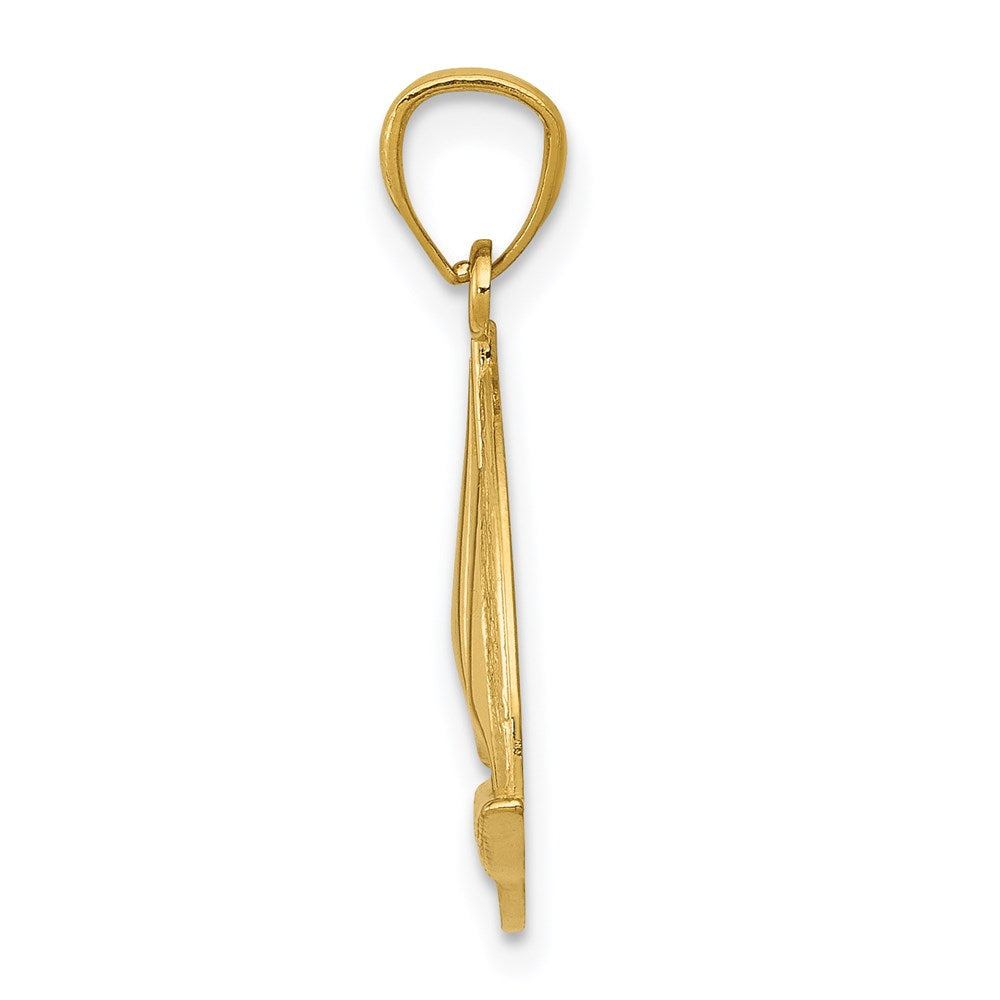 Alternate view of the 14k Yellow Gold Small Sailboat Pendant by The Black Bow Jewelry Co.