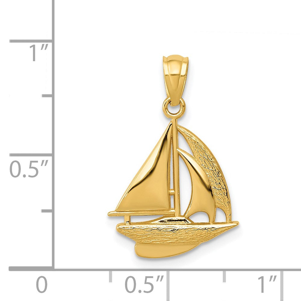 Alternate view of the 14k Yellow Gold Small Sailboat Pendant by The Black Bow Jewelry Co.