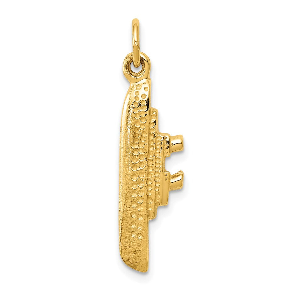 14k Yellow Gold Vertical 3D Cruise Ship Pendant and Charm, Item P9280 by The Black Bow Jewelry Co.