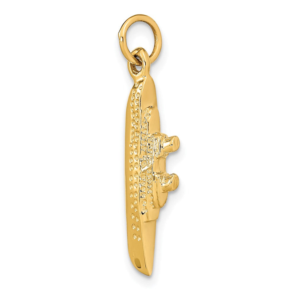 Alternate view of the 14k Yellow Gold Vertical 3D Cruise Ship Pendant and Charm by The Black Bow Jewelry Co.