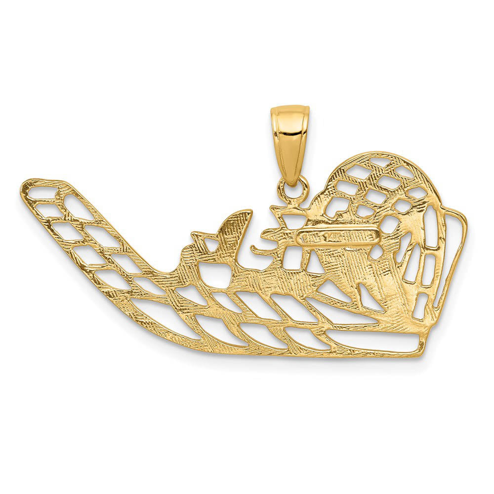 Alternate view of the 14k Yellow Gold Open Airboat Pendant by The Black Bow Jewelry Co.
