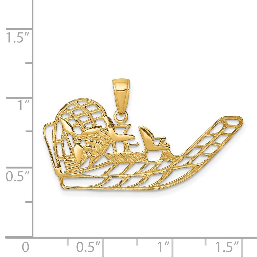 Alternate view of the 14k Yellow Gold Open Airboat Pendant by The Black Bow Jewelry Co.