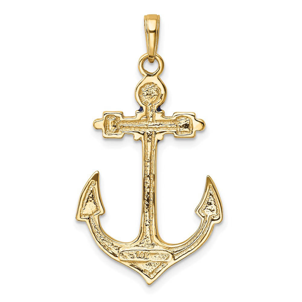 Alternate view of the 14k Yellow Gold Red, White and Blue Enameled Anchor Pendant by The Black Bow Jewelry Co.