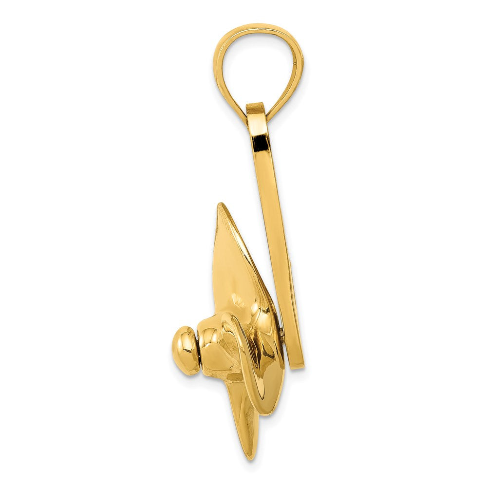 Alternate view of the 14k Yellow Gold Three Blade Spinning Propeller Pendant by The Black Bow Jewelry Co.