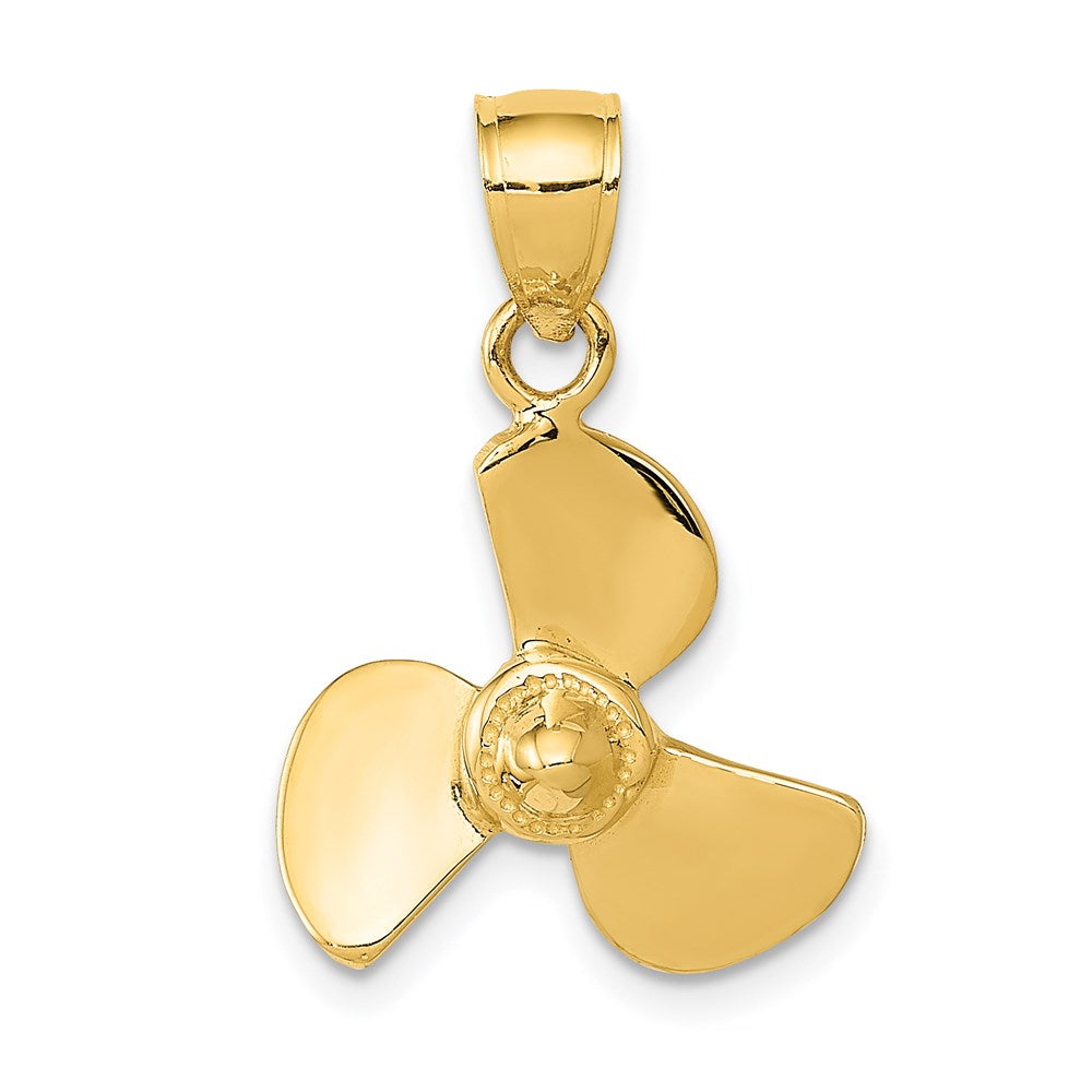 14k Yellow Gold Polished Propeller Pendant, Item P9303 by The Black Bow Jewelry Co.