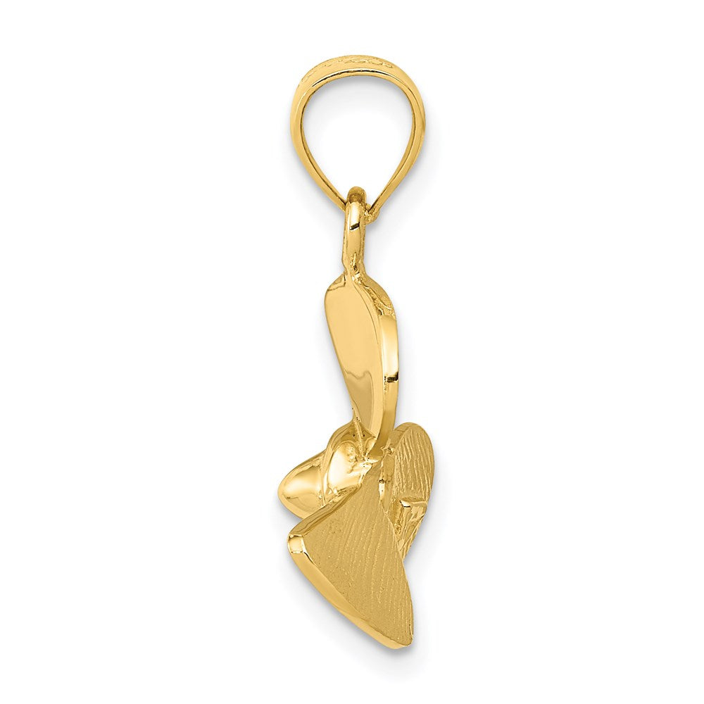 Alternate view of the 14k Yellow Gold Polished Propeller Pendant by The Black Bow Jewelry Co.