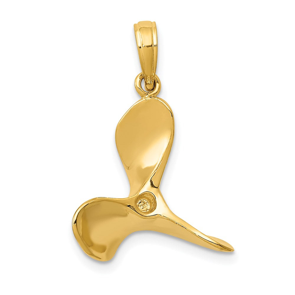 14k Yellow Gold 3 Dimensional 3 Blade Propeller Pendant, Item P9307 by The Black Bow Jewelry Co.