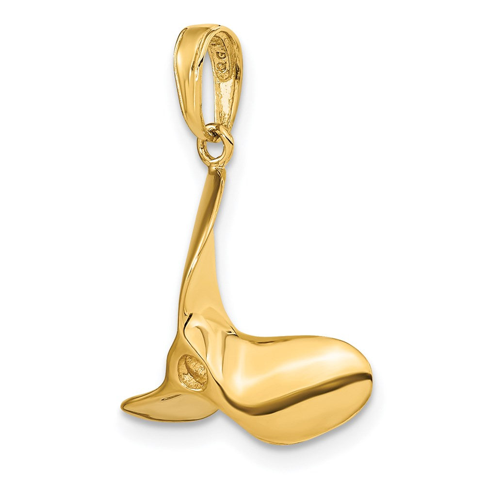 Alternate view of the 14k Yellow Gold 3 Dimensional 3 Blade Propeller Pendant by The Black Bow Jewelry Co.