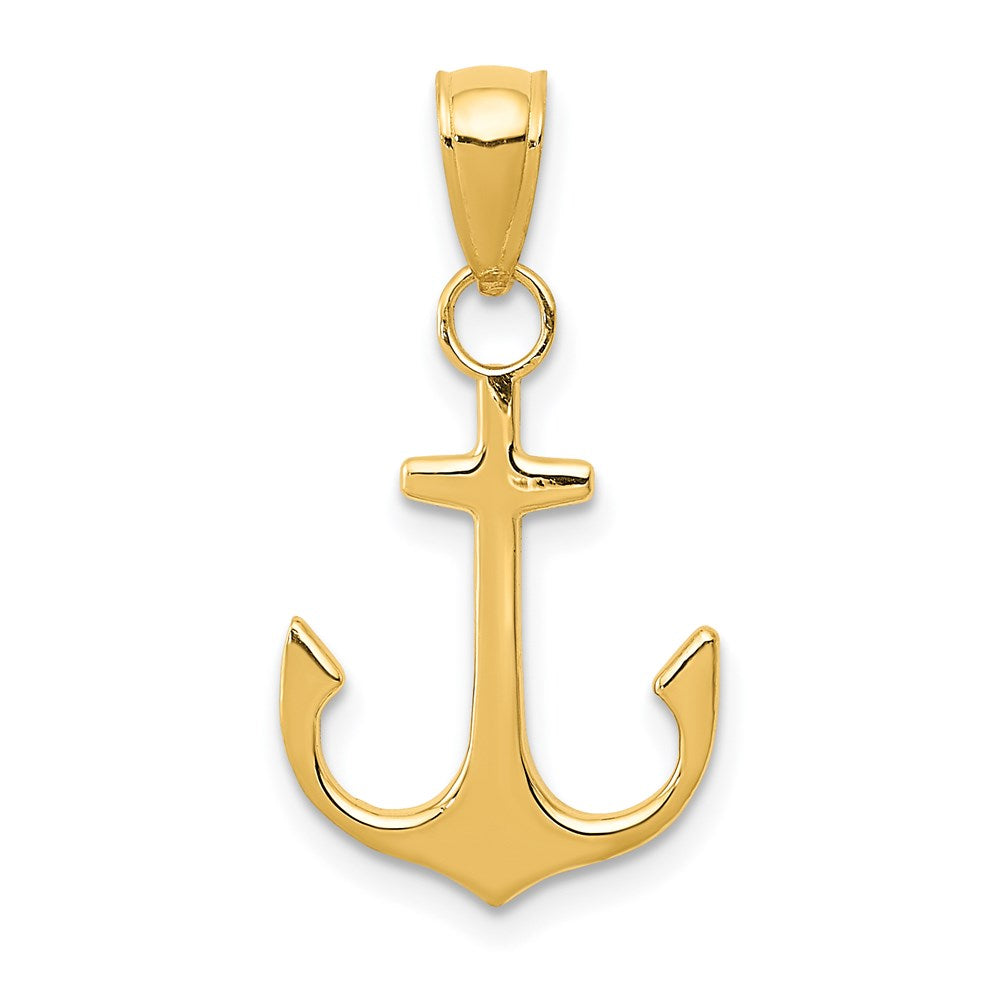 14k Yellow Gold Unadorned Anchor Pendant, 14 x 24mm, Item P9312 by The Black Bow Jewelry Co.