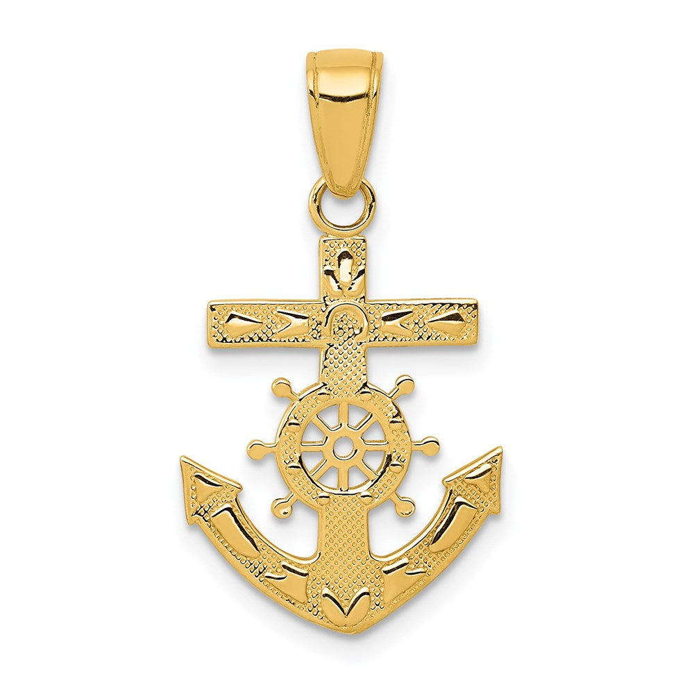 14k Yellow Gold Reversible Mariner&#39;s Cross Pendant, Item P9313 by The Black Bow Jewelry Co.