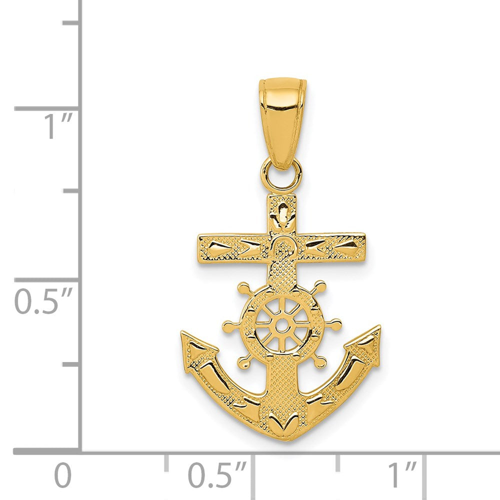 Alternate view of the 14k Yellow Gold Reversible Mariner&#39;s Cross Pendant by The Black Bow Jewelry Co.