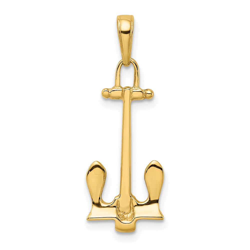 Alternate view of the 14k Yellow Gold Stockless Anchor Pendant by The Black Bow Jewelry Co.