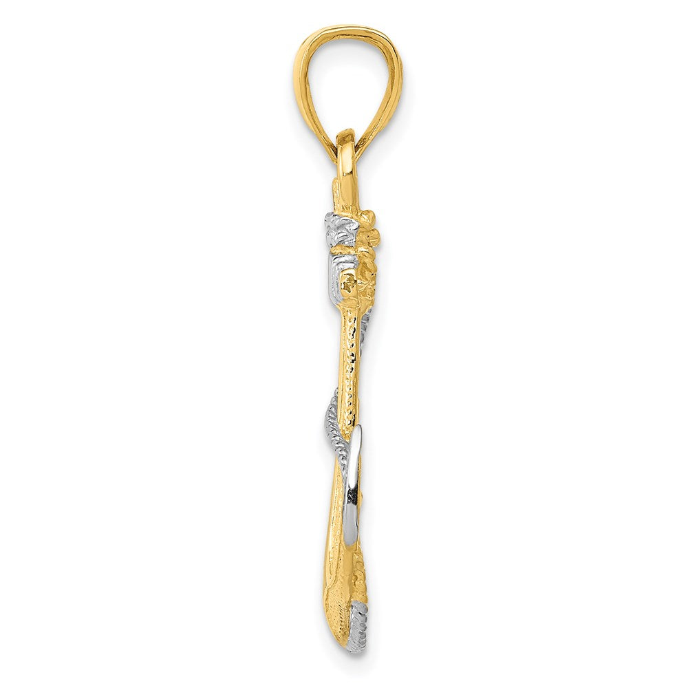 Alternate view of the 14k Two Tone Gold Anchor with Rope Pendant by The Black Bow Jewelry Co.