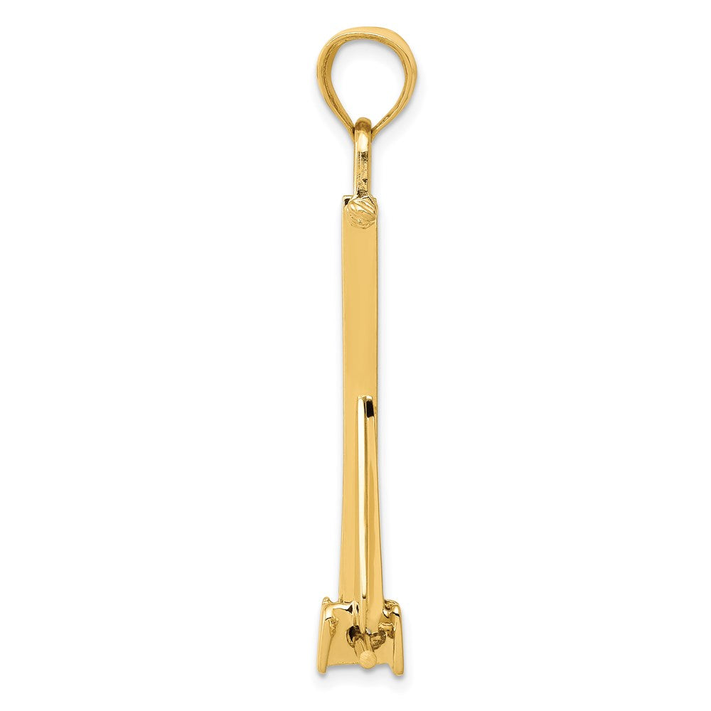 Alternate view of the 14k Yellow Gold 3D Moveable Danforth Anchor Pendant by The Black Bow Jewelry Co.
