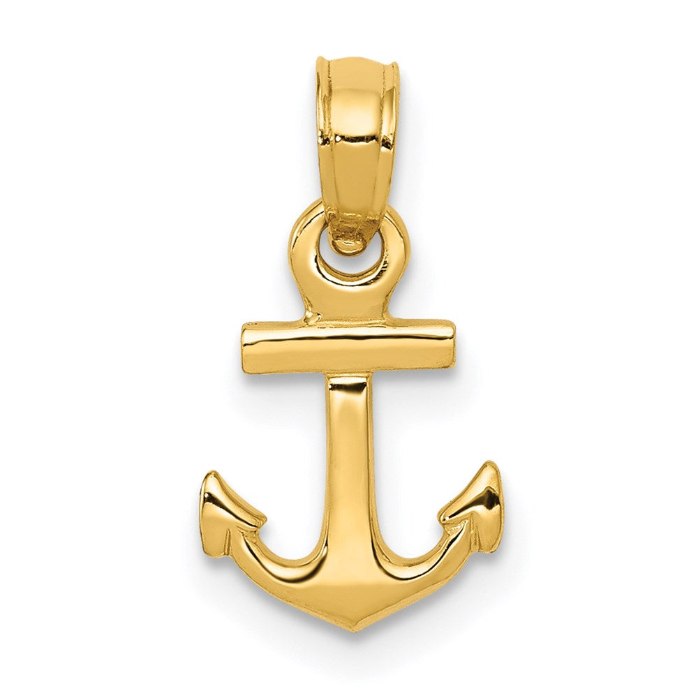 14k Yellow Gold Mini Admiralty Anchor Pendant, Item P9329 by The Black Bow Jewelry Co.