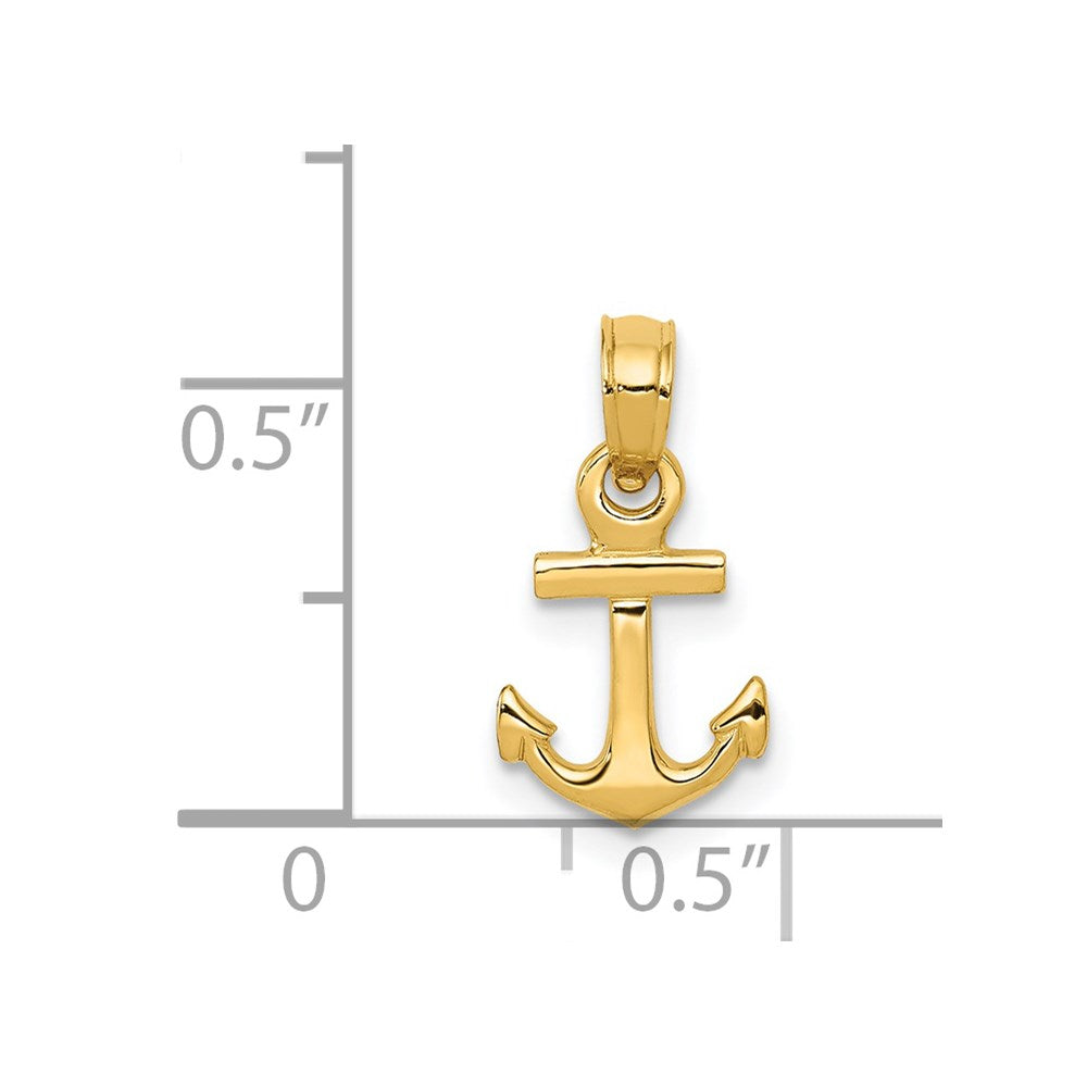 Alternate view of the 14k Yellow Gold Mini Admiralty Anchor Pendant by The Black Bow Jewelry Co.