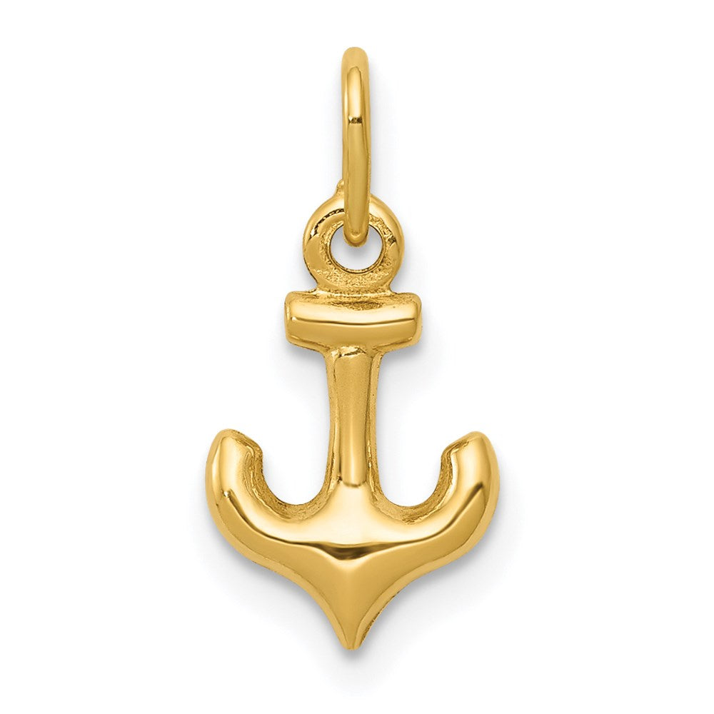 14k Yellow Gold Mini Hollow Anchor Charm, Item P9330 by The Black Bow Jewelry Co.