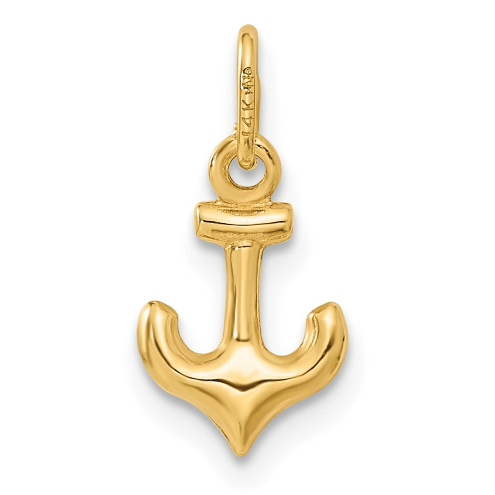 Alternate view of the 14k Yellow Gold Mini Hollow Anchor Charm by The Black Bow Jewelry Co.