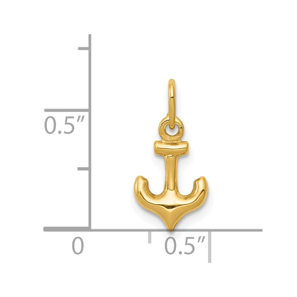 Alternate view of the 14k Yellow Gold Mini Hollow Anchor Charm by The Black Bow Jewelry Co.