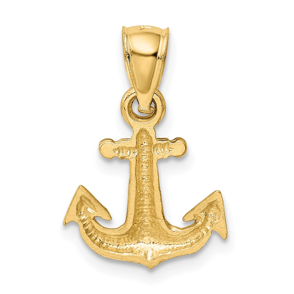 Alternate view of the 14k Yellow Gold Satin Anchor Pendant by The Black Bow Jewelry Co.