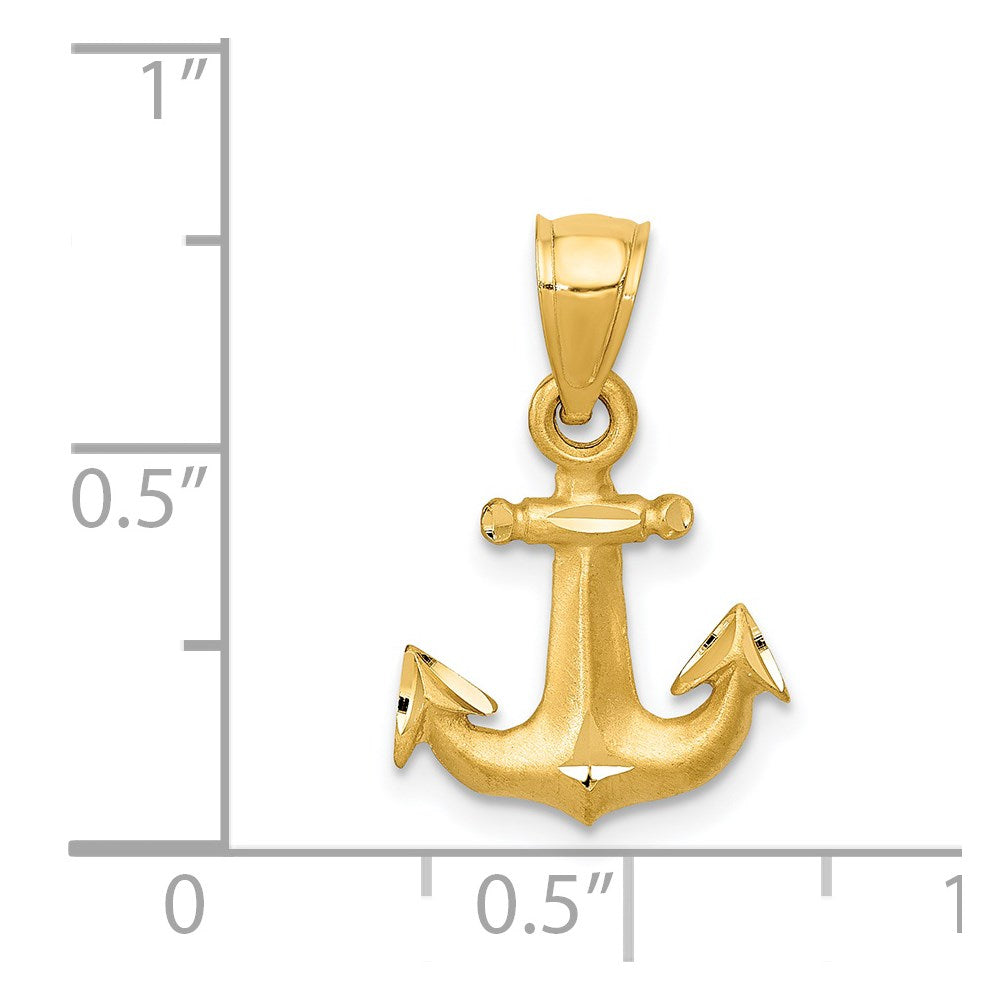 Alternate view of the 14k Yellow Gold Satin Anchor Pendant by The Black Bow Jewelry Co.
