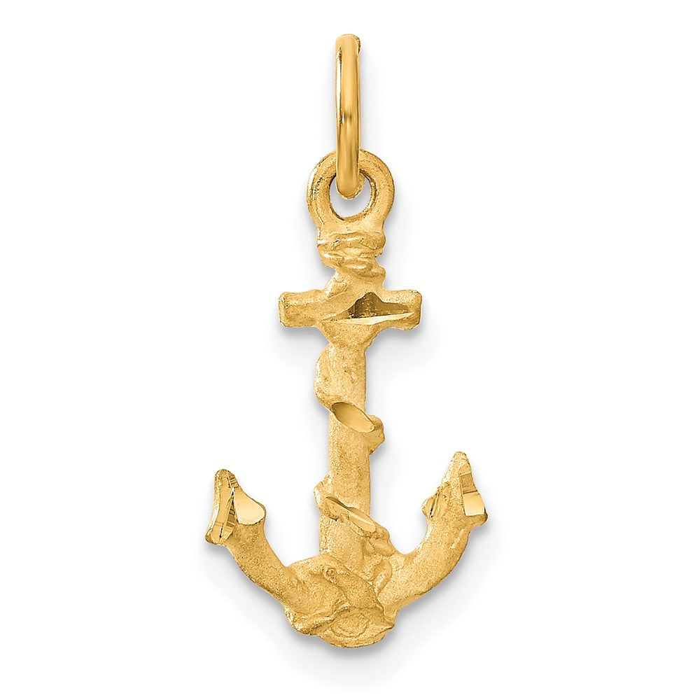 14k Yellow Gold Diamond Cut Anchor Charm or Pendant, Item P9333 by The Black Bow Jewelry Co.