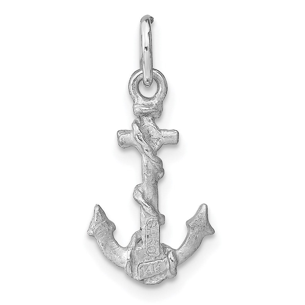 Alternate view of the 14k White Gold Diamond Cut Anchor Charm or Pendant by The Black Bow Jewelry Co.