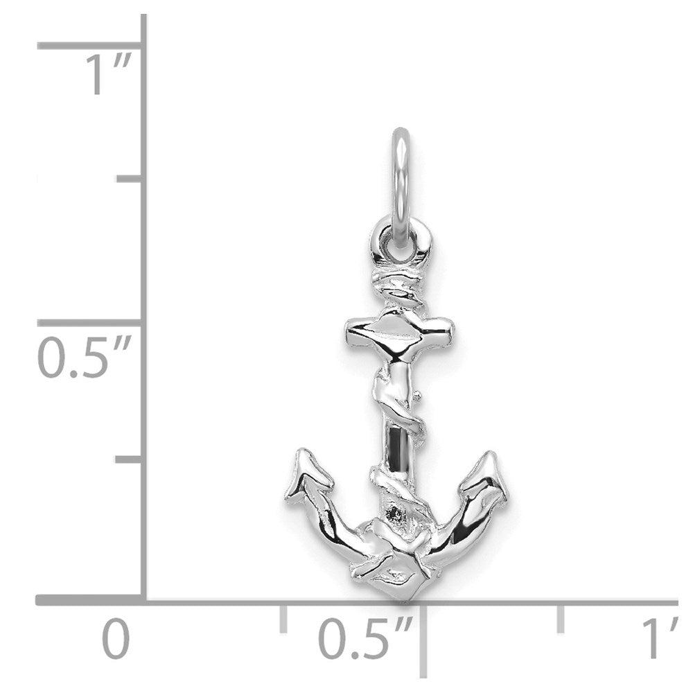 Alternate view of the 14k White Gold Diamond Cut Anchor Charm or Pendant by The Black Bow Jewelry Co.