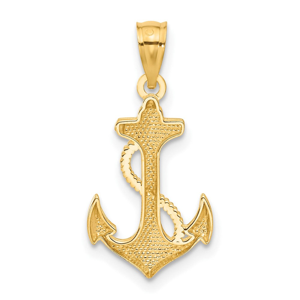 Alternate view of the 14k Yellow Gold Polished Anchor and Rope Pendant by The Black Bow Jewelry Co.