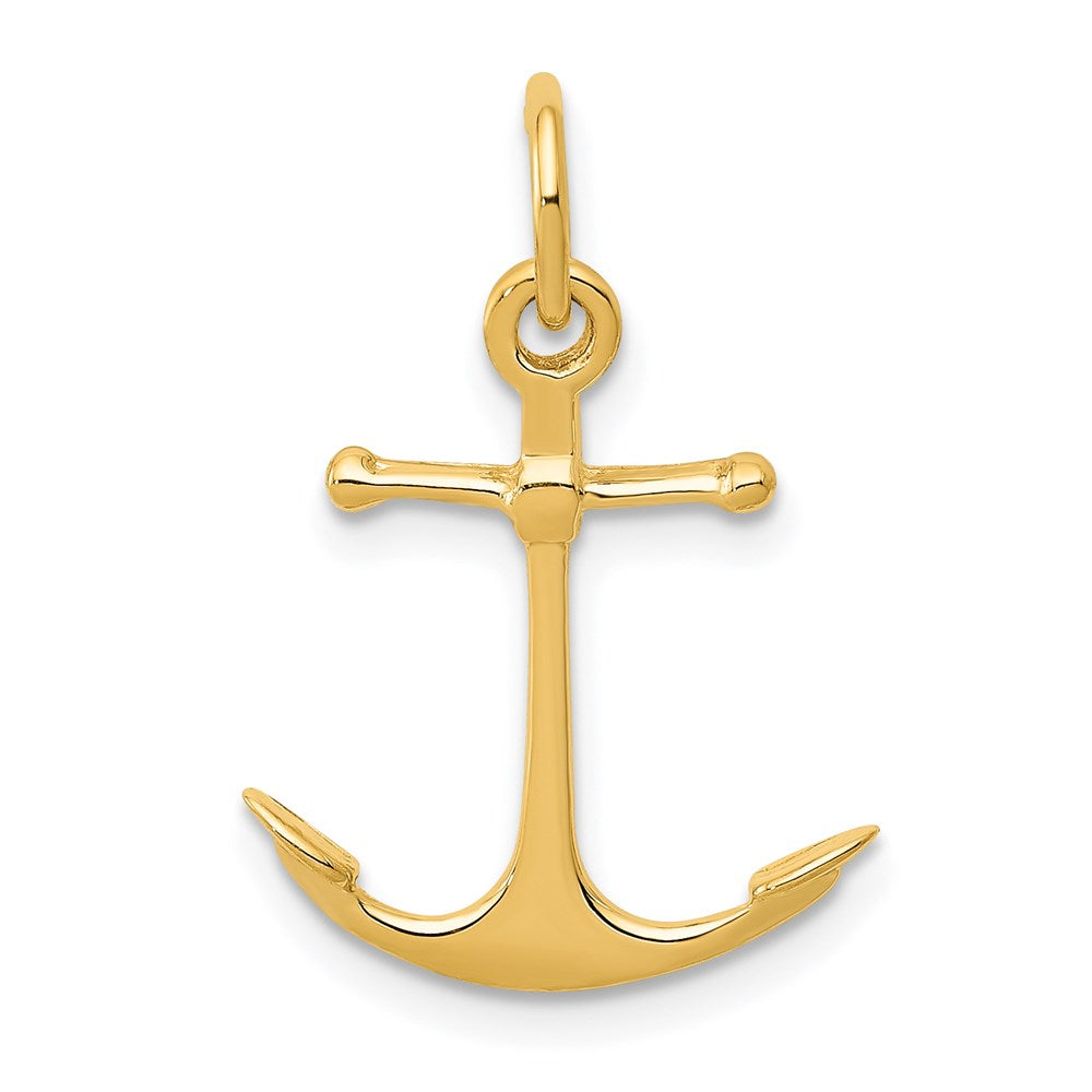 14k Yellow Gold Polished Anchor Charm or Pendant, Item P9336 by The Black Bow Jewelry Co.