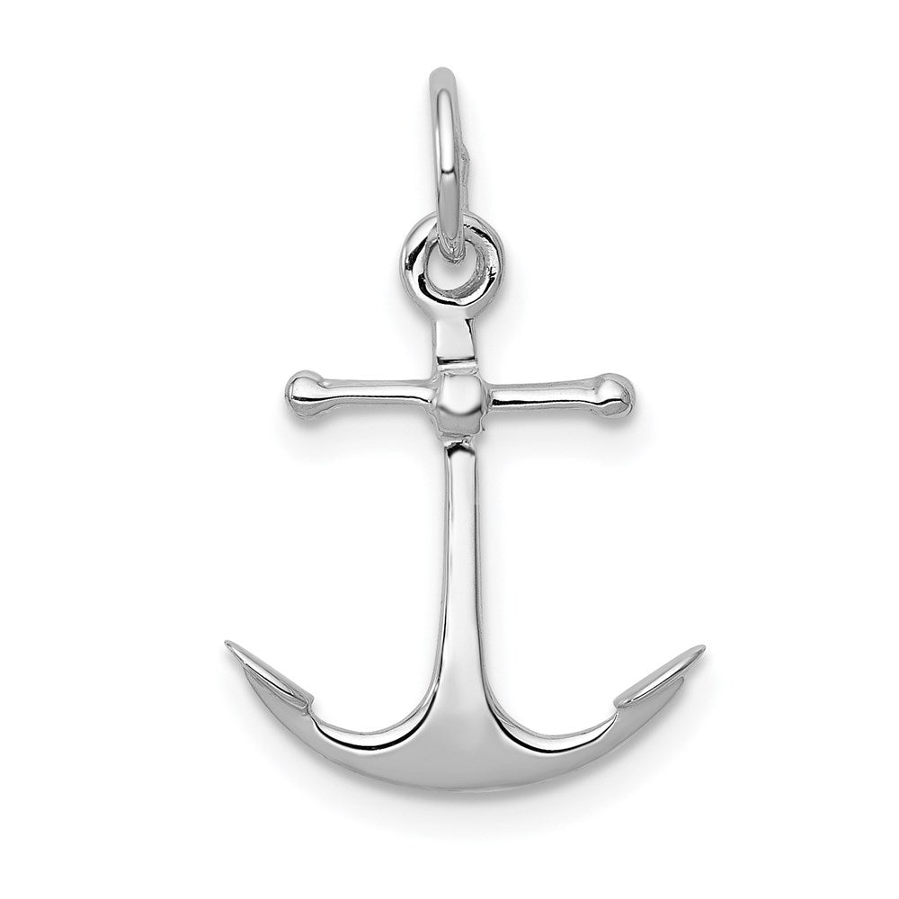 14k White Gold Polished Anchor Charm or Pendant, Item P9337 by The Black Bow Jewelry Co.