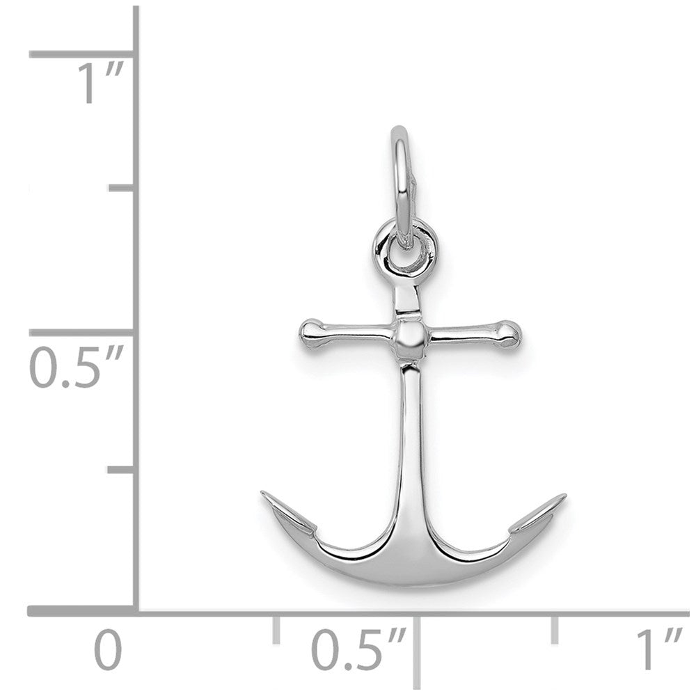 Alternate view of the 14k White Gold Polished Anchor Charm or Pendant by The Black Bow Jewelry Co.