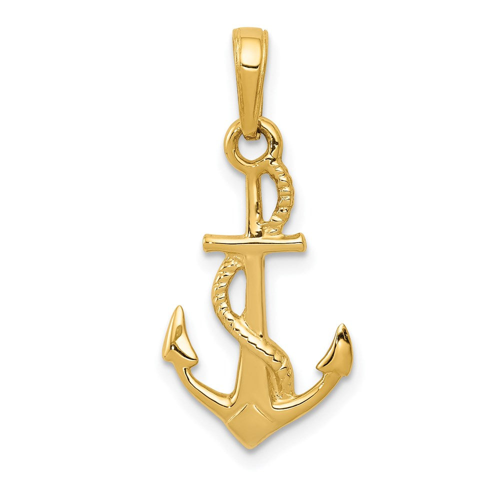 14k Yellow Gold Polished 3Dimensional Anchor Pendant, Item P9340 by The Black Bow Jewelry Co.