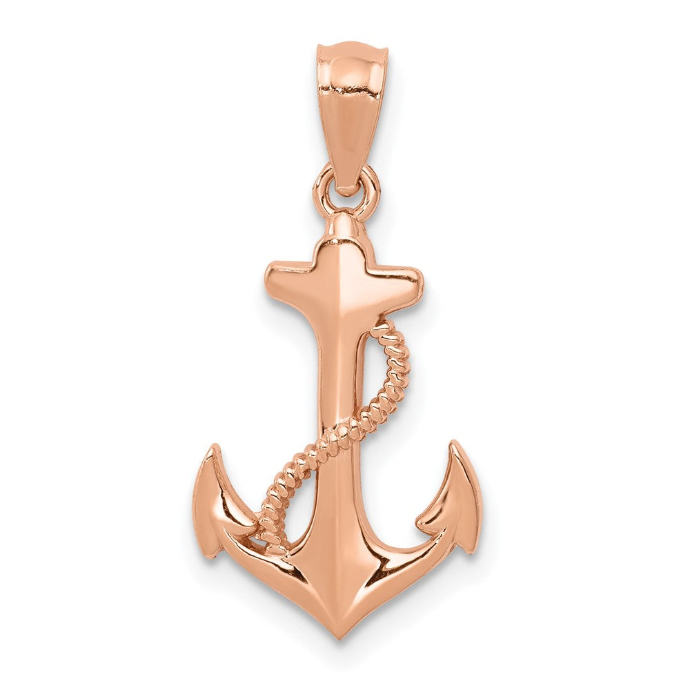 14k Rose Gold Polished Anchor Pendant, Item P9342 by The Black Bow Jewelry Co.