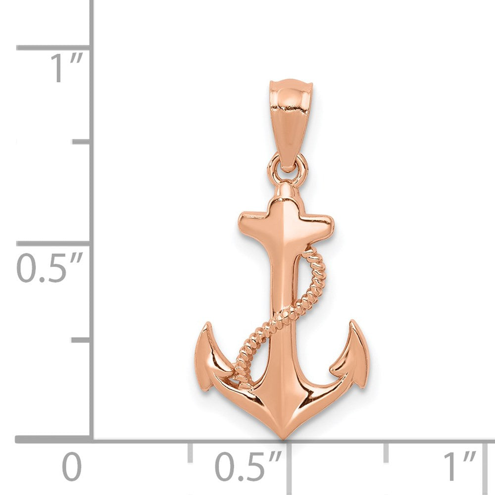 Alternate view of the 14k Rose Gold Polished Anchor Pendant by The Black Bow Jewelry Co.