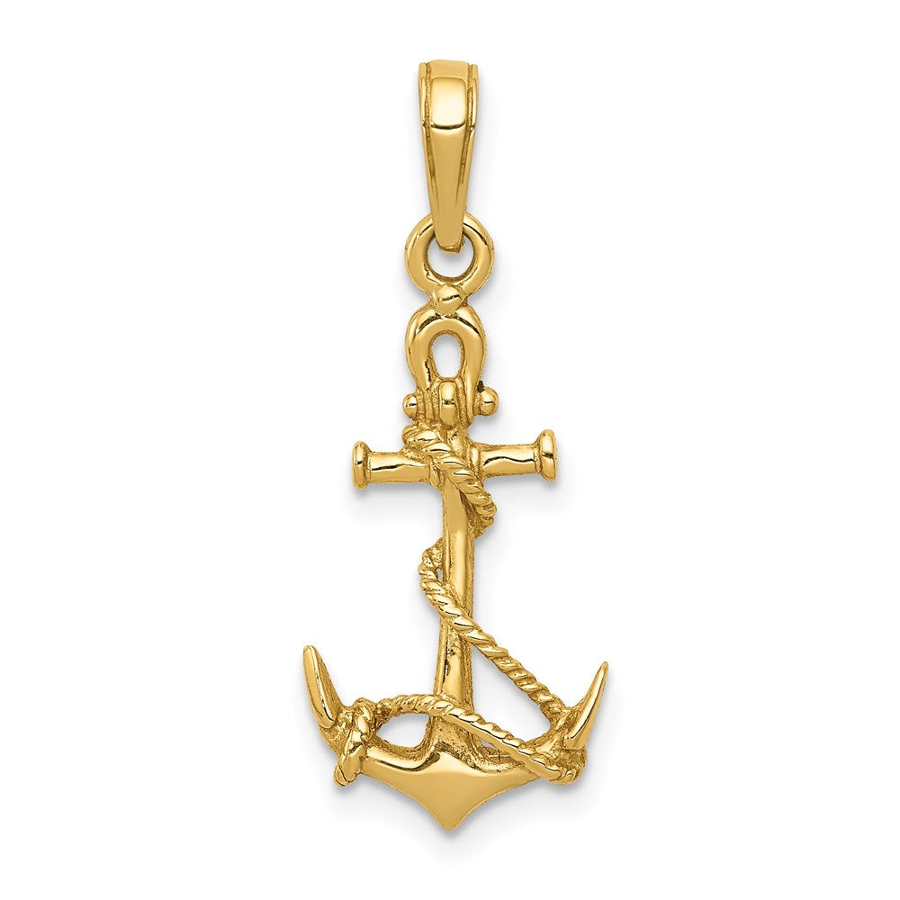 14k Yellow Gold Anchor with Shackle and Entwined Rope Pendant, Item P9344 by The Black Bow Jewelry Co.