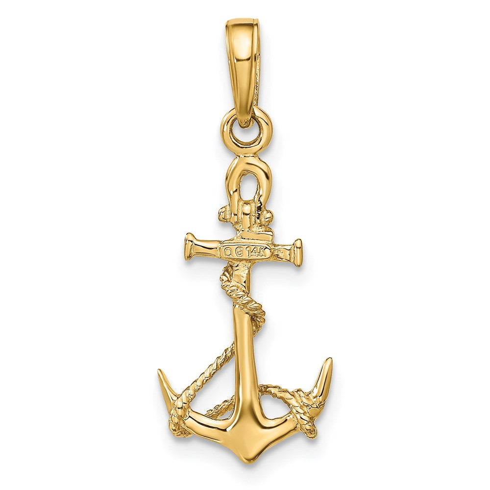 Alternate view of the 14k Yellow Gold Anchor with Shackle and Entwined Rope Pendant by The Black Bow Jewelry Co.