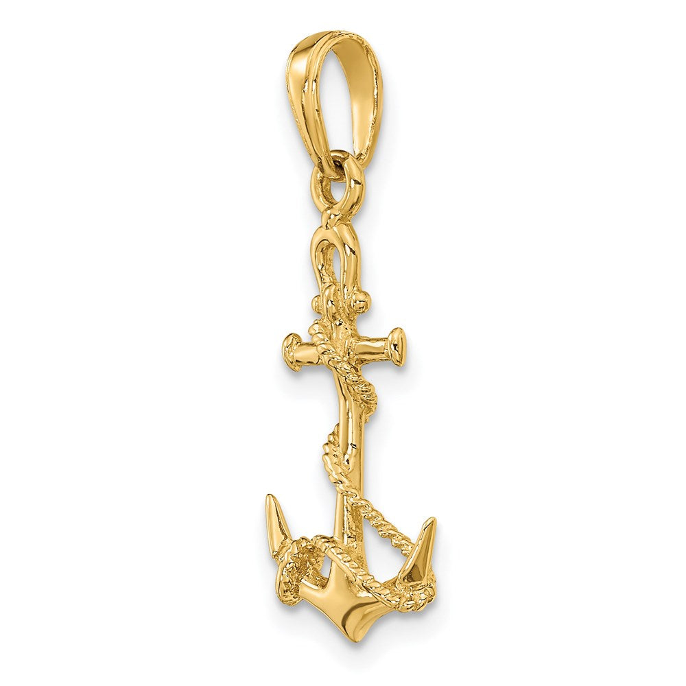 Alternate view of the 14k Yellow Gold Anchor with Shackle and Entwined Rope Pendant by The Black Bow Jewelry Co.