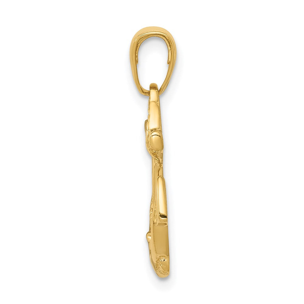 Alternate view of the 14k Yellow Gold 2D Polished Anchor Pendant by The Black Bow Jewelry Co.