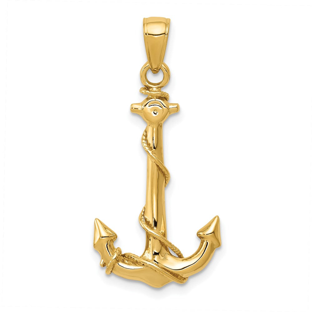 14k Yellow Gold Anchor with Rope Pendant, Item P9349 by The Black Bow Jewelry Co.