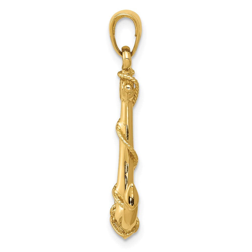 Alternate view of the 14k Yellow Gold Anchor with Rope Pendant by The Black Bow Jewelry Co.