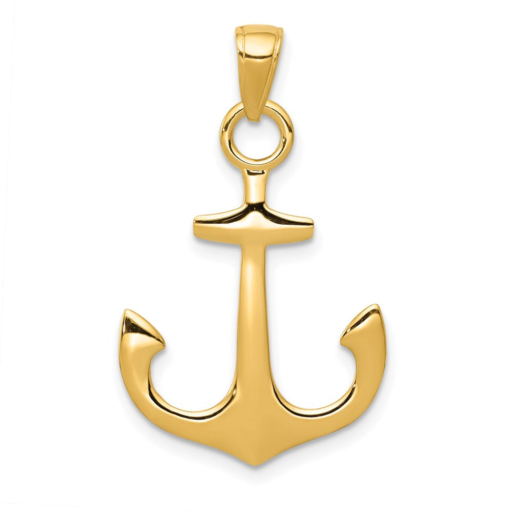 14k Yellow Gold Unadorned Anchor Pendant, 19 x 30mm, Item P9350 by The Black Bow Jewelry Co.