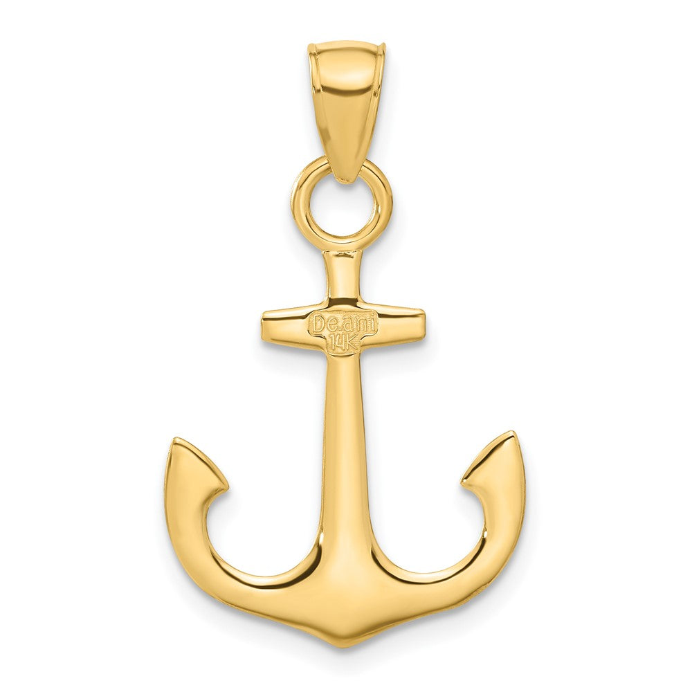 Alternate view of the 14k Yellow Gold Unadorned Anchor Pendant, 19 x 30mm by The Black Bow Jewelry Co.