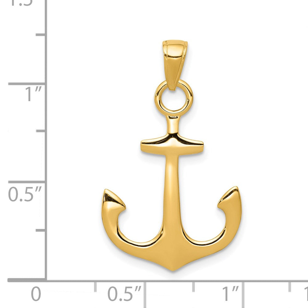 Alternate view of the 14k Yellow Gold Unadorned Anchor Pendant, 19 x 30mm by The Black Bow Jewelry Co.