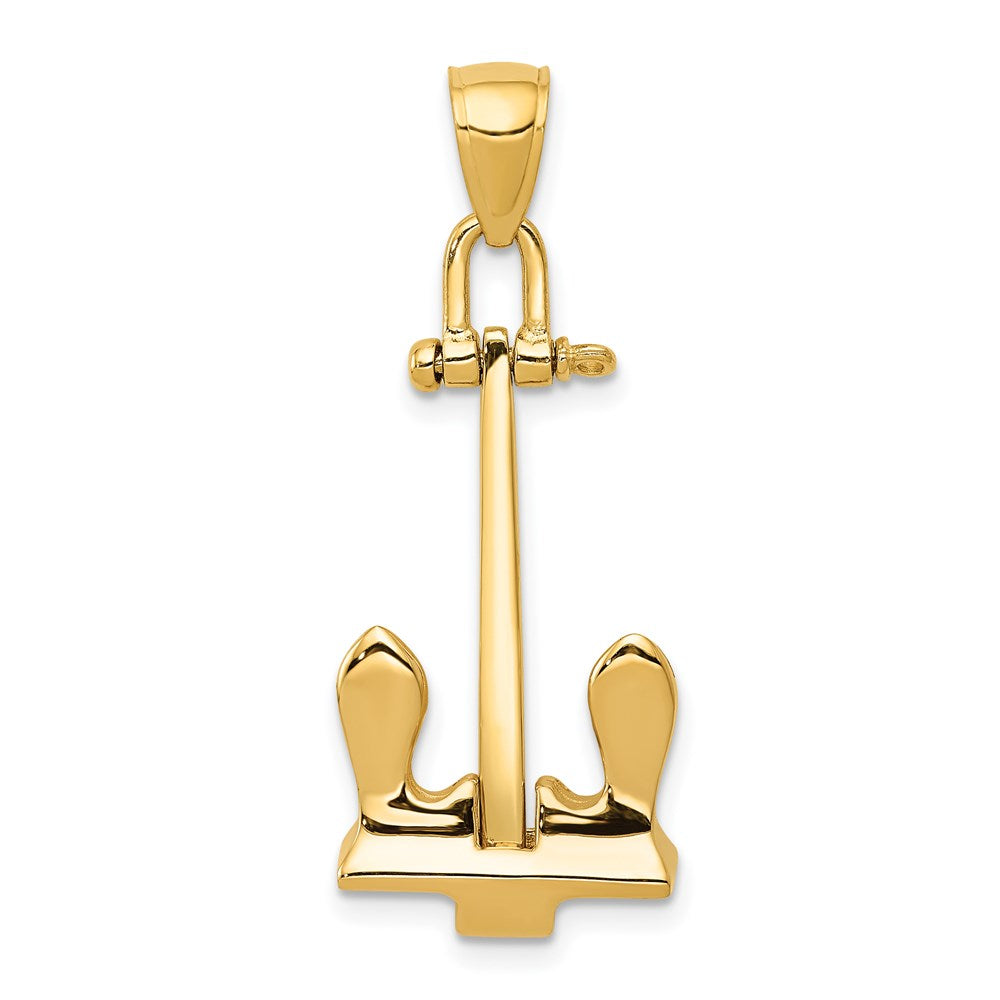14k Yellow Gold Large Stockless Anchor Pendant, Item P9351 by The Black Bow Jewelry Co.