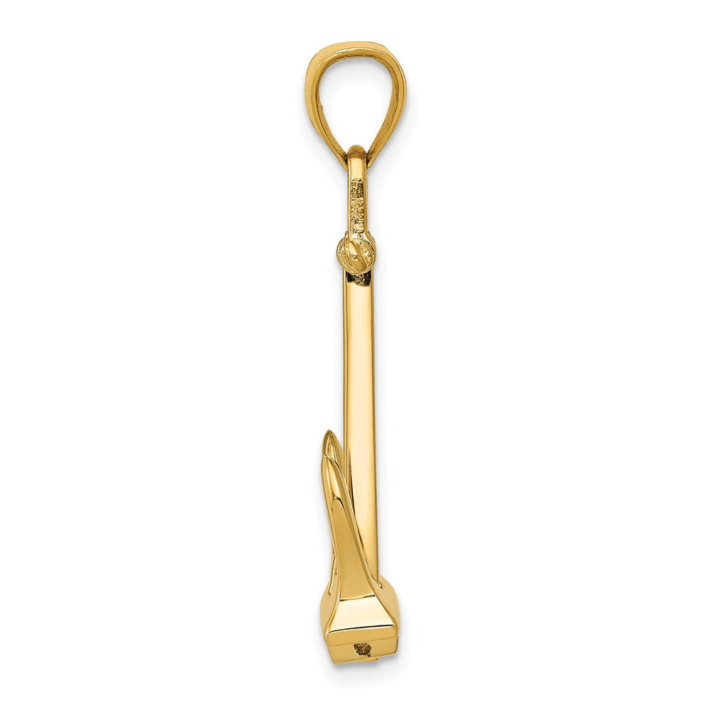 Alternate view of the 14k Yellow Gold Large Stockless Anchor Pendant by The Black Bow Jewelry Co.