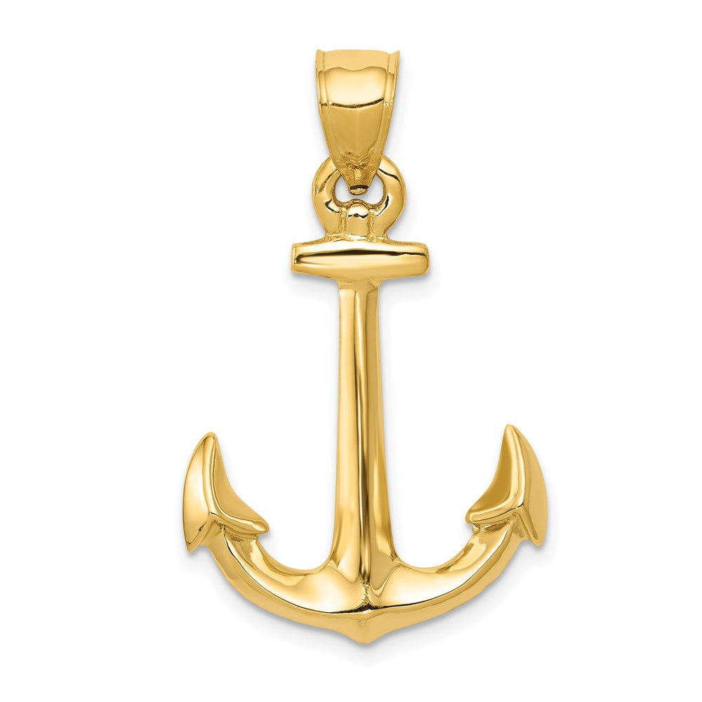 14k Yellow Gold 3D Anchor Pendant, Item P9352 by The Black Bow Jewelry Co.