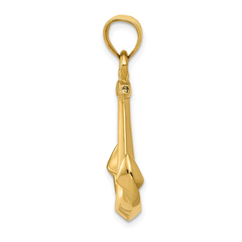 Alternate view of the 14k Yellow Gold 3D Anchor Pendant by The Black Bow Jewelry Co.