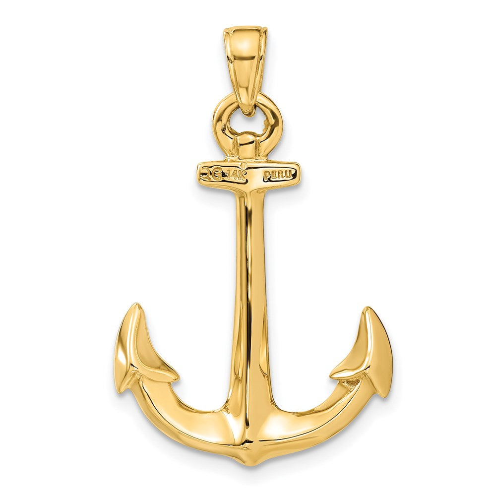 Alternate view of the 14k Yellow Gold 3D Anchor Pendant by The Black Bow Jewelry Co.